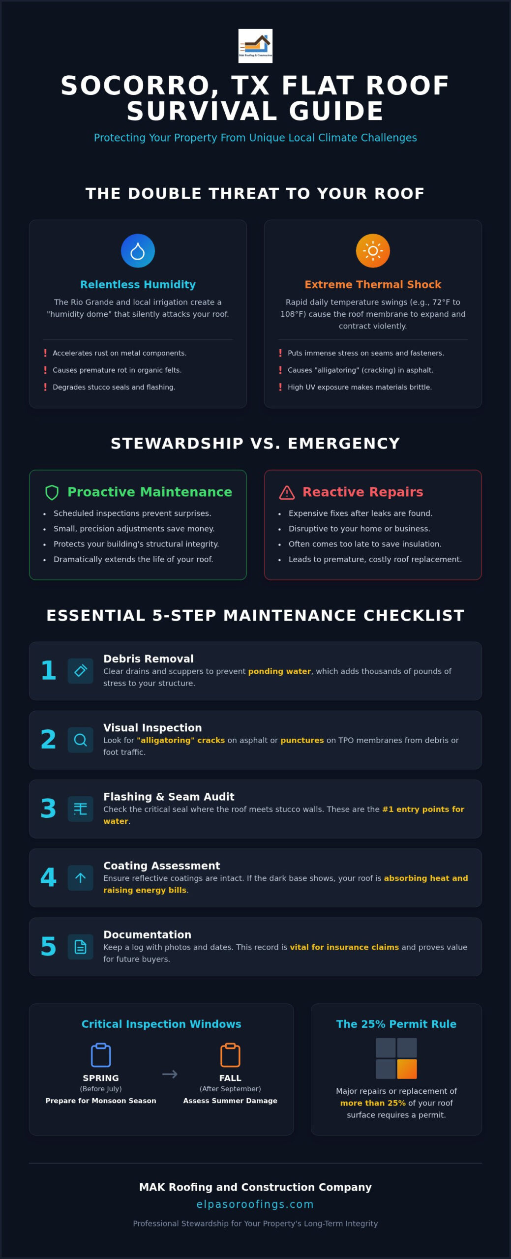 Flat Roof Maintenance in Socorro TX: The Ultimate Property Owner’s Checklist