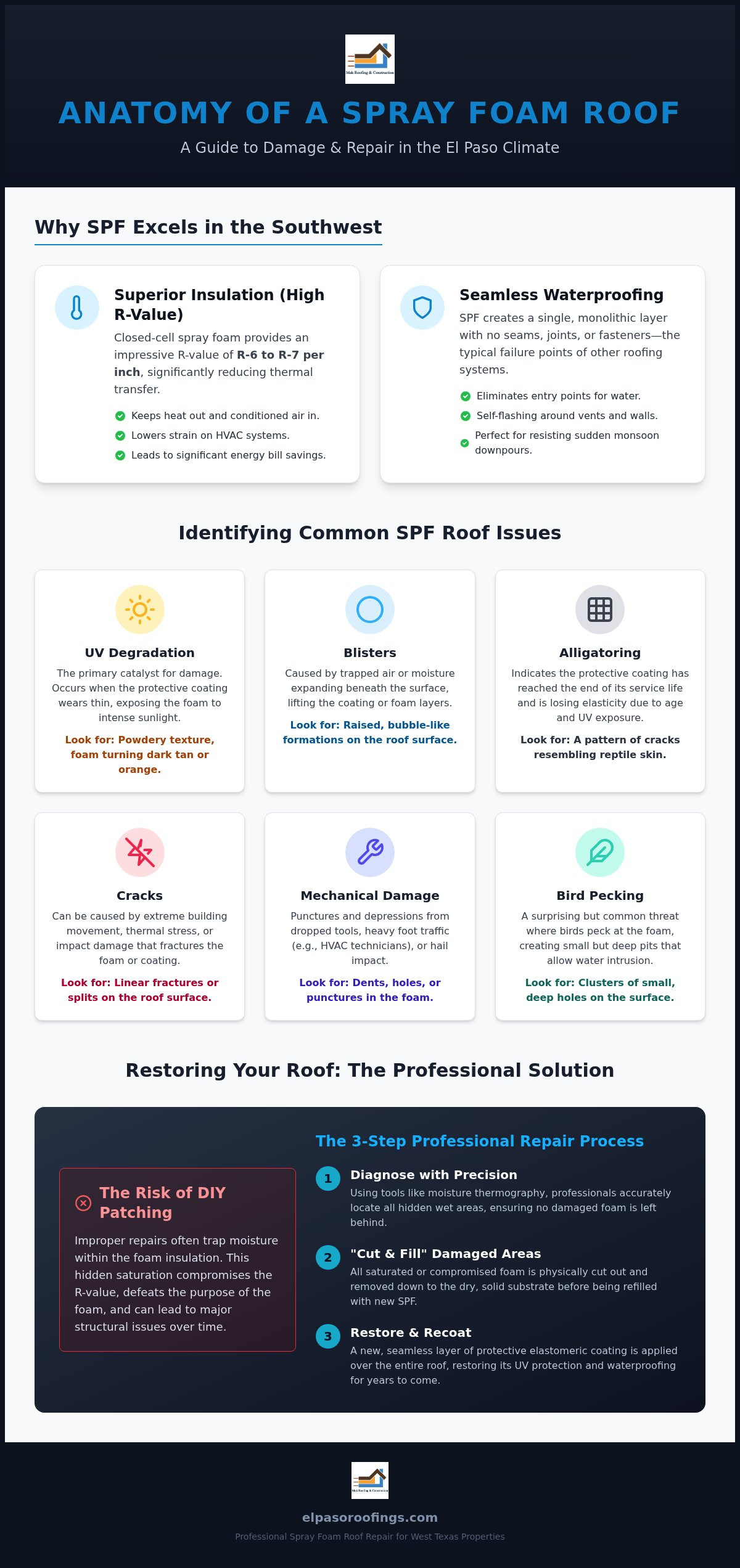 Spray Foam Roof Repair El Paso: Restoring and Maintaining Your SPF System