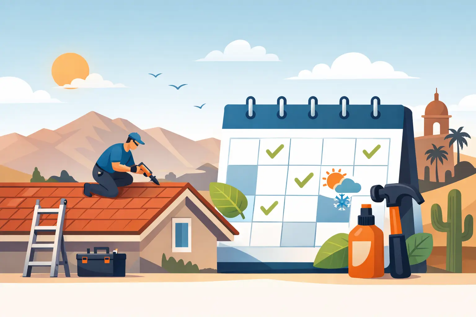 Residential Roof Maintenance Calendar for El Paso